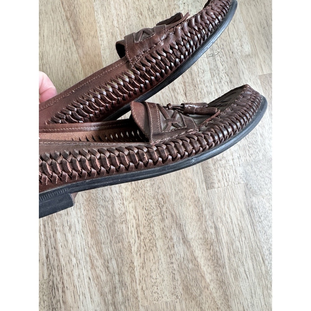 Nunn Bush Woven Loafers Mens Tassel Travel Shoes 11 M Brown Vintage NICE - Picture 7 of 8